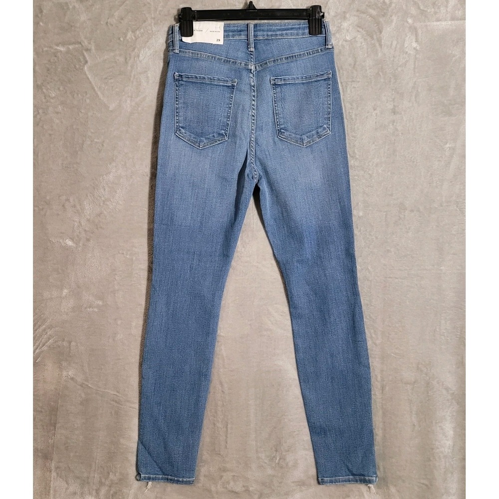 JUST BLACK DENIM  Women Sz 27 Med Wash Distressed Knee And Hem Skinny Casual - Picture 4 of 5
